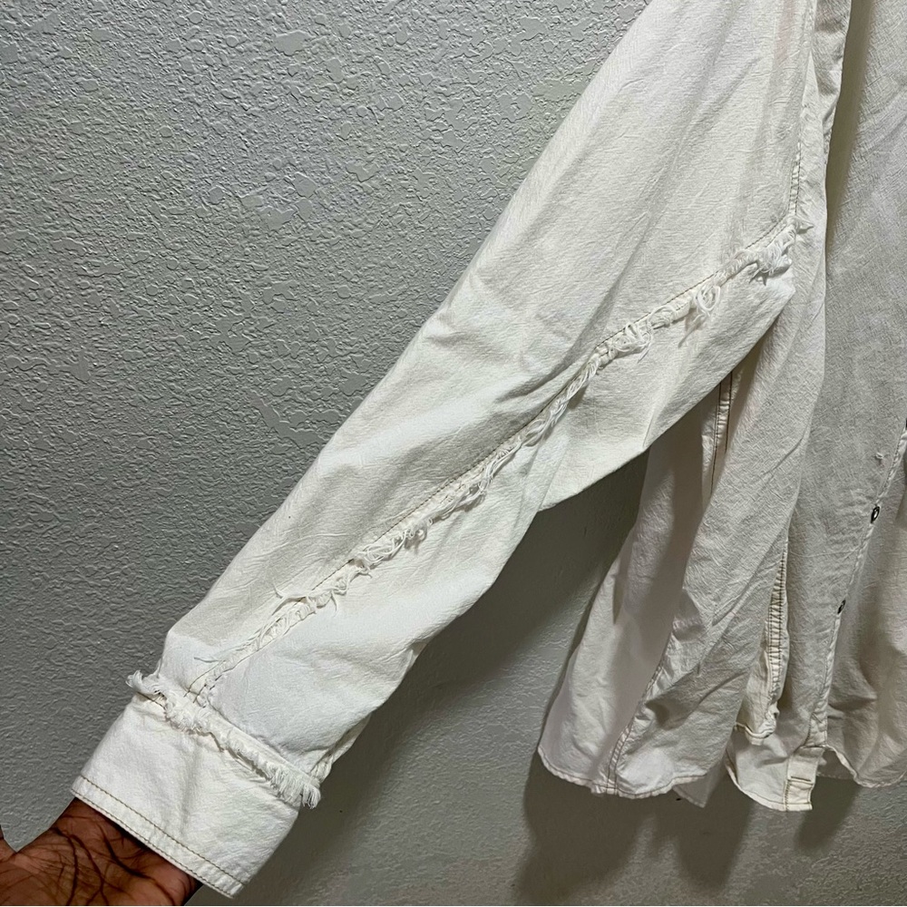 We The Free Cream Casual Button Down Shirt Shacket - Picture 5 of 13